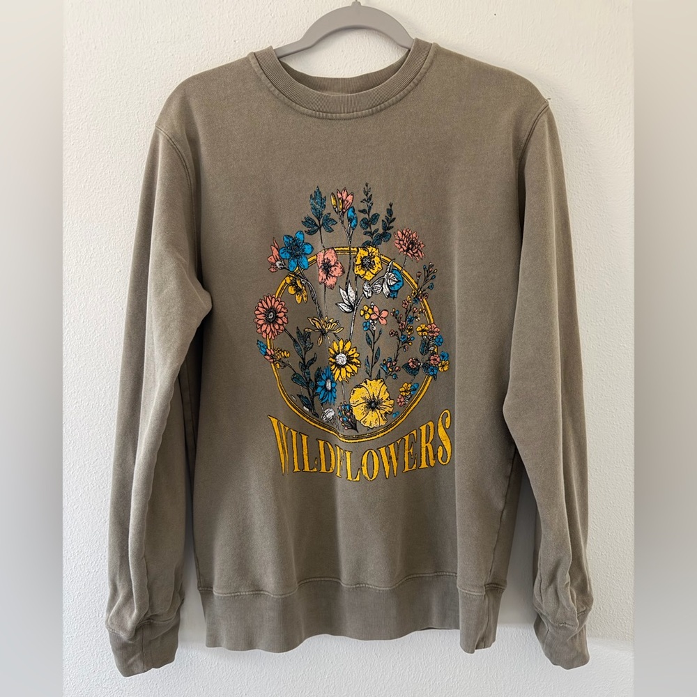 ZUTTER Wildflower French Terry Cloth 100% Cotton Taupe Crewneck size small